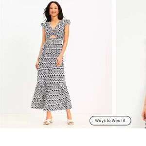 LOFT Beach Scroll Cutout Tiered Maxi Dress